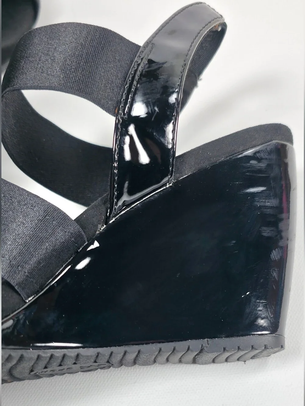 Anne Klein Sport Size 7.5 Black Strappy Wedge Sandals - Women